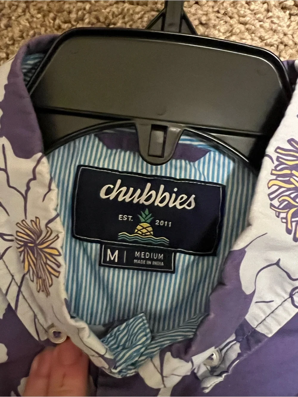 chubbies Purple Floral Short-Sleeve Button-Down Shirt